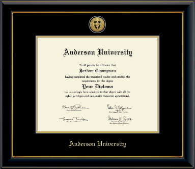 Anderson University in South Carolina diploma frame - Gold Engraved Medallion Diploma Frame in Onyx Gold