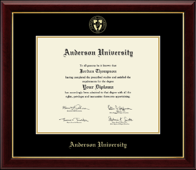 Anderson University in South Carolina diploma frame - Gold Embossed Diploma Frame in Gallery