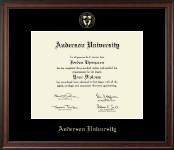 Anderson University in South Carolina Gold Embossed Diploma Frame in Studio