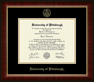 University of Pittsburgh at Bradford diploma frame - Gold Embossed Diploma Frame in Murano