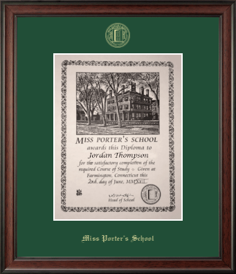 Miss Porter's School diploma frame - Gold Embossed Diploma Frame in Studio