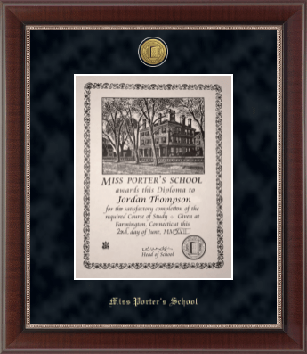 Miss Porter's School diploma frame - Gold Engraved Medallion Diploma Frame in Chateau