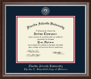 Florida Atlantic University silver Embossed Diploma Frame in Devonshire