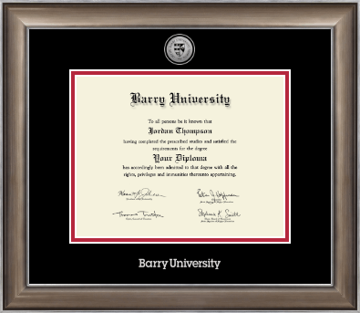 Barry University diploma frame - Silver Engraved Medallion Diploma Frame in Easton
