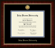 John Brown University Gold Engraved Medallion Diploma Frame in Murano