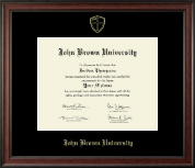 John Brown University Gold Embossed Diploma Frame in Studio