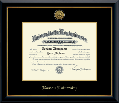Boston University diploma frame - Gold Engraved Medallion Diploma Frame in Onyx Gold