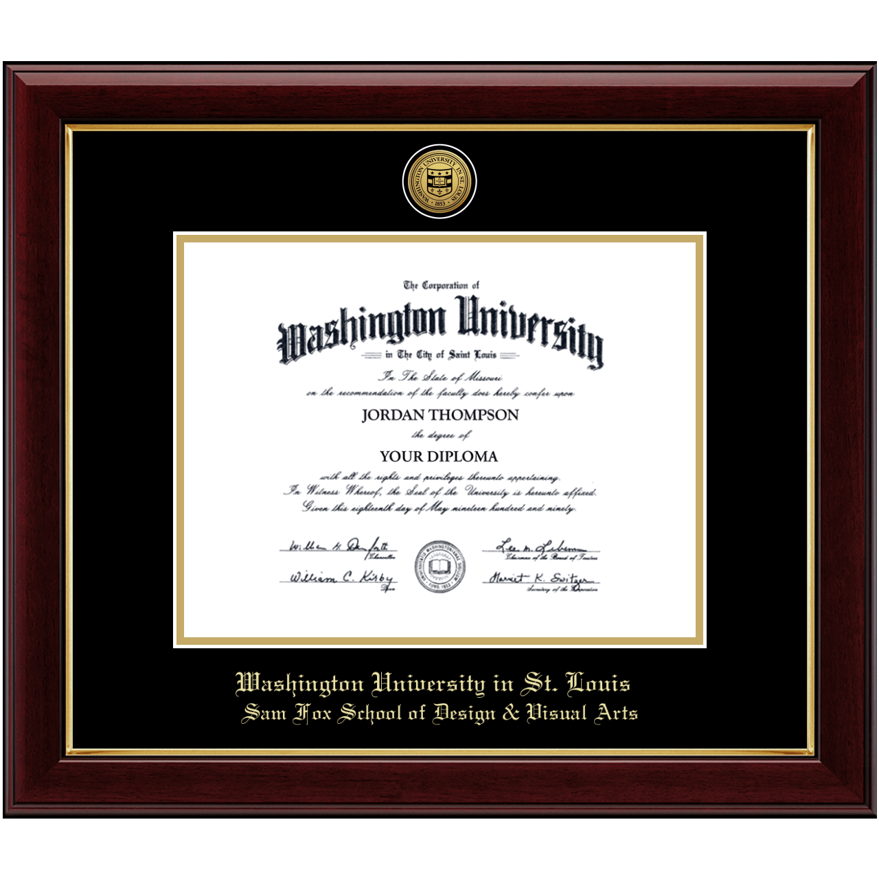 Gold Engraved Medallion Diploma Frame in Gallery Washington University