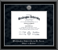 Washington University in St. Louis diploma frame - Silver Engraved Medallion Diploma Frame in Onyx Silver