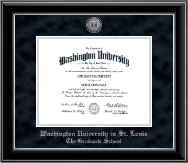Washington University in St. Louis diploma frame - Silver Engraved Medallion Diploma Frame in Onyx Silver