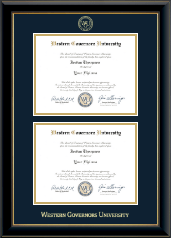 Western Governors University diploma frame - Double Diploma Frame in Onyx Gold