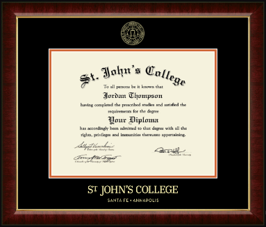 St. John's College-Annapolis diploma frame - Gold Embossed Diploma Frame in Murano