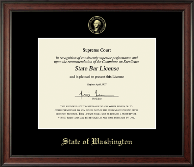 State of Washington certificate frame - Gold Embossed Certificate Frame in Studio