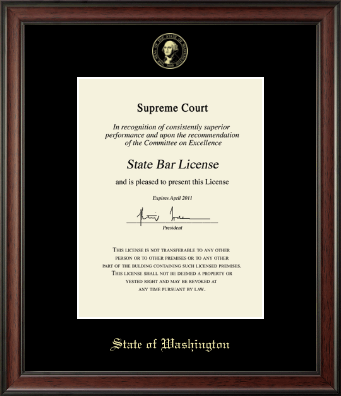 State of Washington certificate frame - Gold Embossed Certificate Frame in Studio