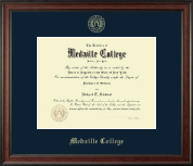 Medaille College Gold Embossed Diploma Frame in Studio