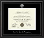 Certified Public Accountant certificate frame - Silver Engraved Medallion Certificate Frame in Midnight