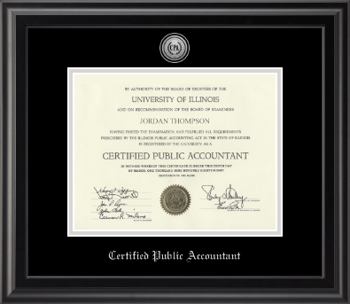 Certified Public Accountant certificate frame - Silver Engraved Medallion Certificate Frame in Midnight