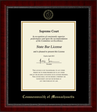 Commonwealth of Massachusetts certificate frame - Gold Embossed Certificate Frame in Sutton
