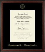 Commonwealth of Massachusetts Gold Embossed Certificate Frame in Studio