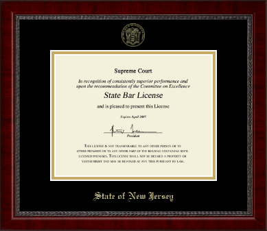 State of New Jersey certificate frame - Gold Embossed Certificate Frame in Sutton