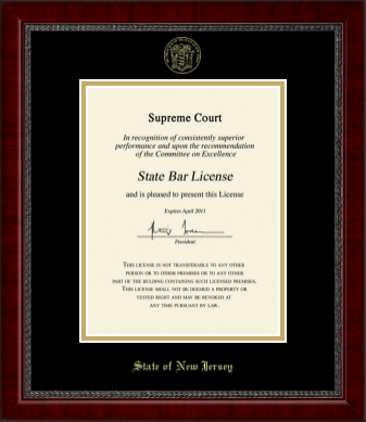 State of New Jersey certificate frame - Gold Embossed Certificate Frame in Sutton