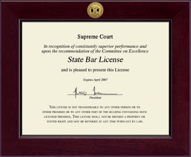 State of New Jersey certificate frame - Century Gold Engraved Certificate Frame in Cordova