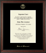 State of Missouri Gold Embossed Certificate Frame in Studio