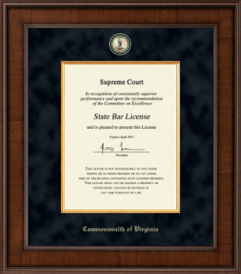 Commonwealth of Virginia certificate frame - Presidential Masterpiece Certificate Frame in Madison