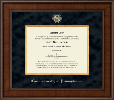 Commonwealth of Pennsylvania certificate frame - Presidential Masterpiece Certificate Frame in Madison