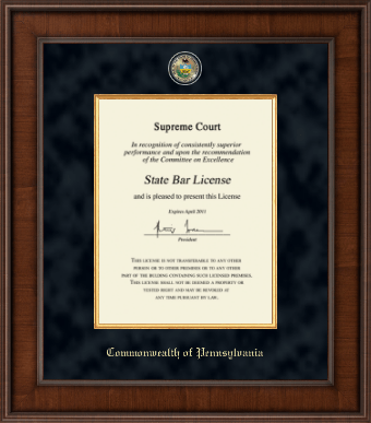 Commonwealth of Pennsylvania certificate frame - Presidential Masterpiece Certificate Frame in Madison