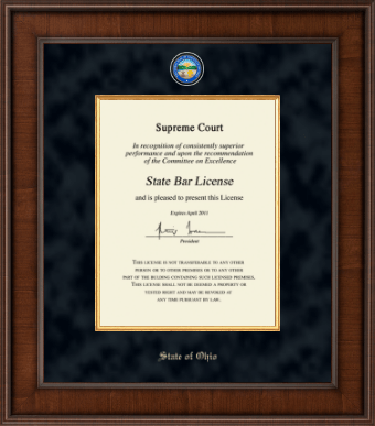 State of Ohio certificate frame - Presidential Masterpiece Certificate Frame Vertical in Madison