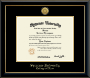 Syracuse University diploma frame - Gold Engraved Medallion Diploma Frame in Onyx Gold