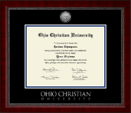Ohio Christian University Silver Engraved Medallion Diploma Frame in Sutton