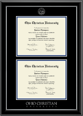 Ohio Christian University Double Diploma Frame in Onyx Silver