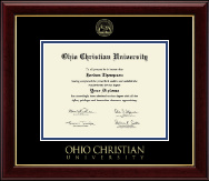 Ohio Christian University Gold Embossed Diploma Frame in Gallery
