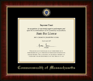 Commonwealth of Massachusetts Masterpiece Medallion Certificate Frame in Murano