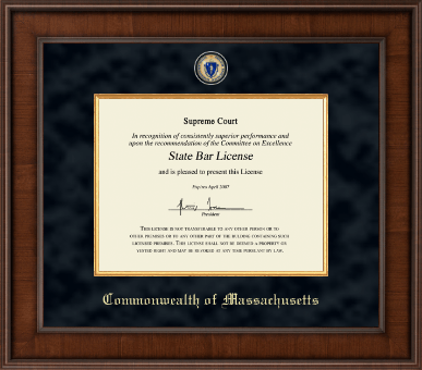 Commonwealth of Massachusetts certificate frame - Presidential Masterpiece Certificate Frame in Madison