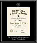 Lake Erie College of Osteopathic Medicine Silver Embossed Diploma Frame in Onexa Silver