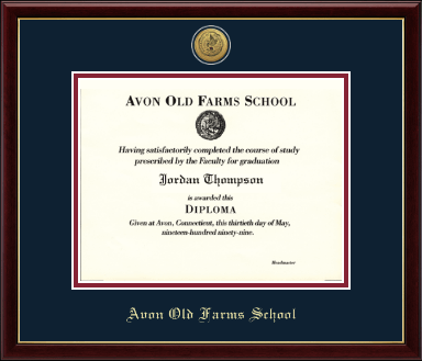 Avon Old Farms School in Connecticut diploma frame - Gold Engraved Medallion Diploma Frame in Galleria