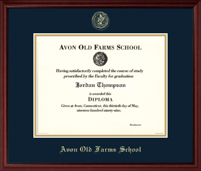 Avon Old Farms School in Connecticut diploma frame - Gold Embossed Diploma Frame in Camby