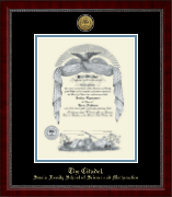 The Citadel The Military College of South Carolina diploma frame - Gold Engraved Medallion Diploma Frame in Sutton