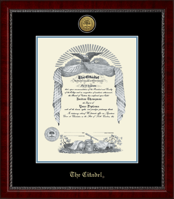 The Citadel The Military College of South Carolina diploma frame - Gold Engraved Medallion Diploma Frame in Sutton