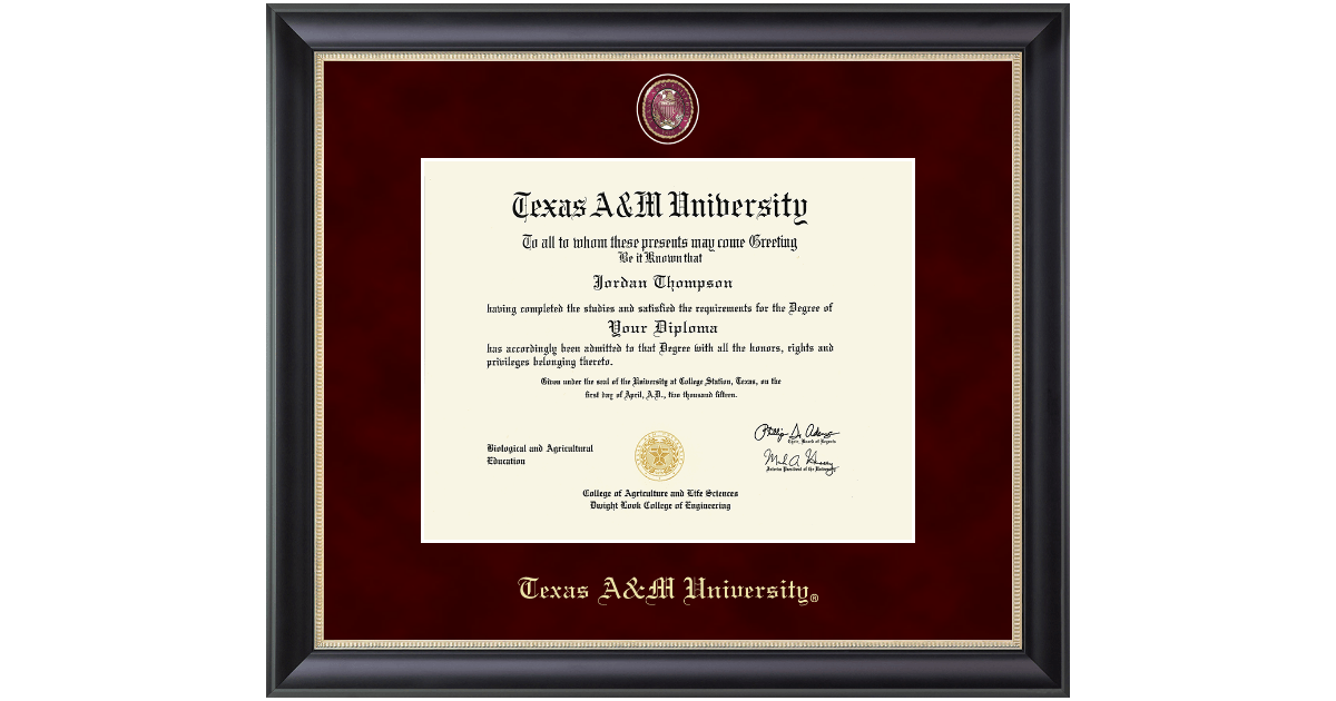 Texas A&M Diploma Frame