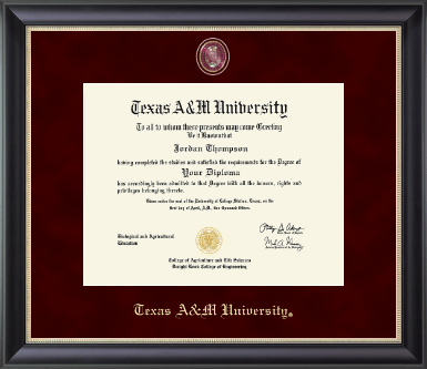 Texas A&M University diploma frame - Regal Edition Diploma Frame in Noir
