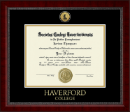Haverford College Gold Engraved Medallion Diploma Frame in Sutton