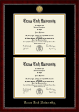 Texas Tech University diploma frame - Gold Engraved Double Diploma Frame in Sutton