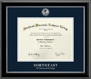 Northeast Wisconsin Technical College Silver Engraved Medallion Diploma Frame in Onyx Silver