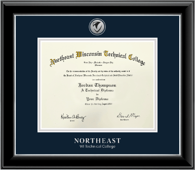 Northeast Wisconsin Technical College diploma frame - Silver Engraved Medallion Diploma Frame in Onyx Silver