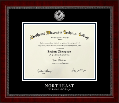 Northeast Wisconsin Technical College diploma frame - Silver Engraved Medallion Diploma Frame in Sutton