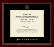State of North Carolina Gold Embossed Certificate Frame in Sutton